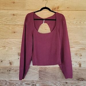 Free People Size Large Pomegranate Wine Saffron Open Back Sweater NWT